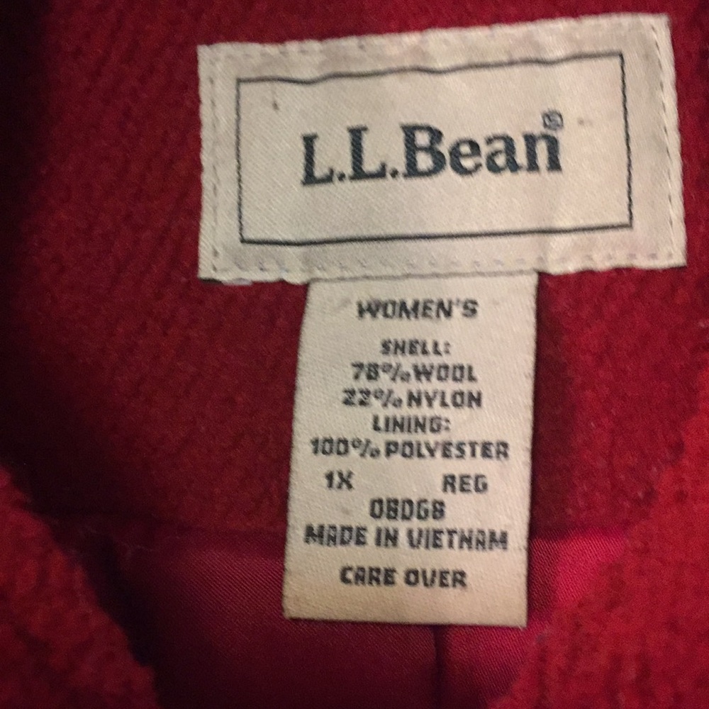LL BEAN RED 3/4 LENGTH COAT WORN - Picture 6 of 7